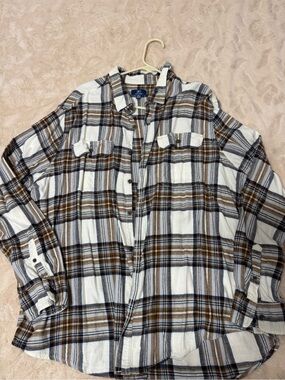 George Brown, Navy & White Plaid Button-Down Shirt
